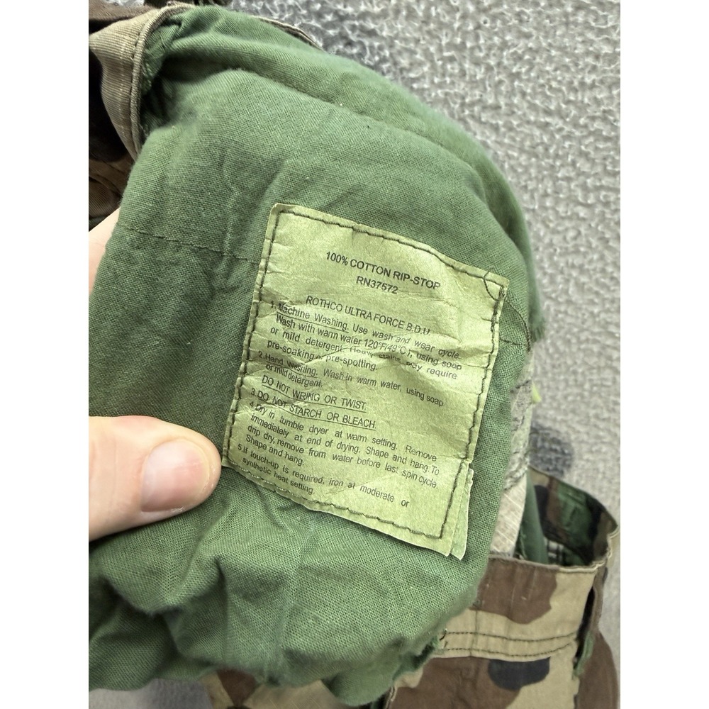 Vintage Military Pants Mens Large Short Camouflage Ripstop Cargo Woodland Camo - Picture 8 of 8